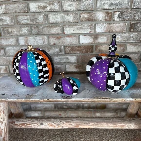 Whimsical Hand Painted Pumpkin - Picture 4 of 4